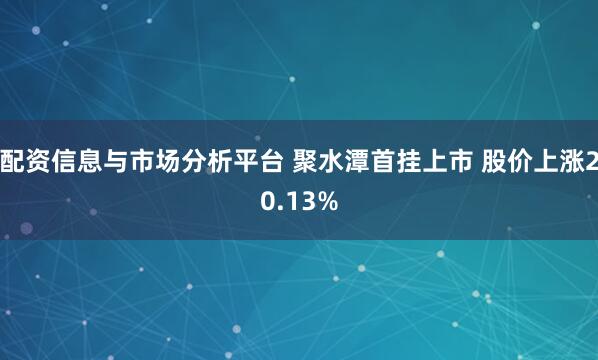 配资信息与市场分析平台 聚水潭首挂上市 股价上涨20.13%